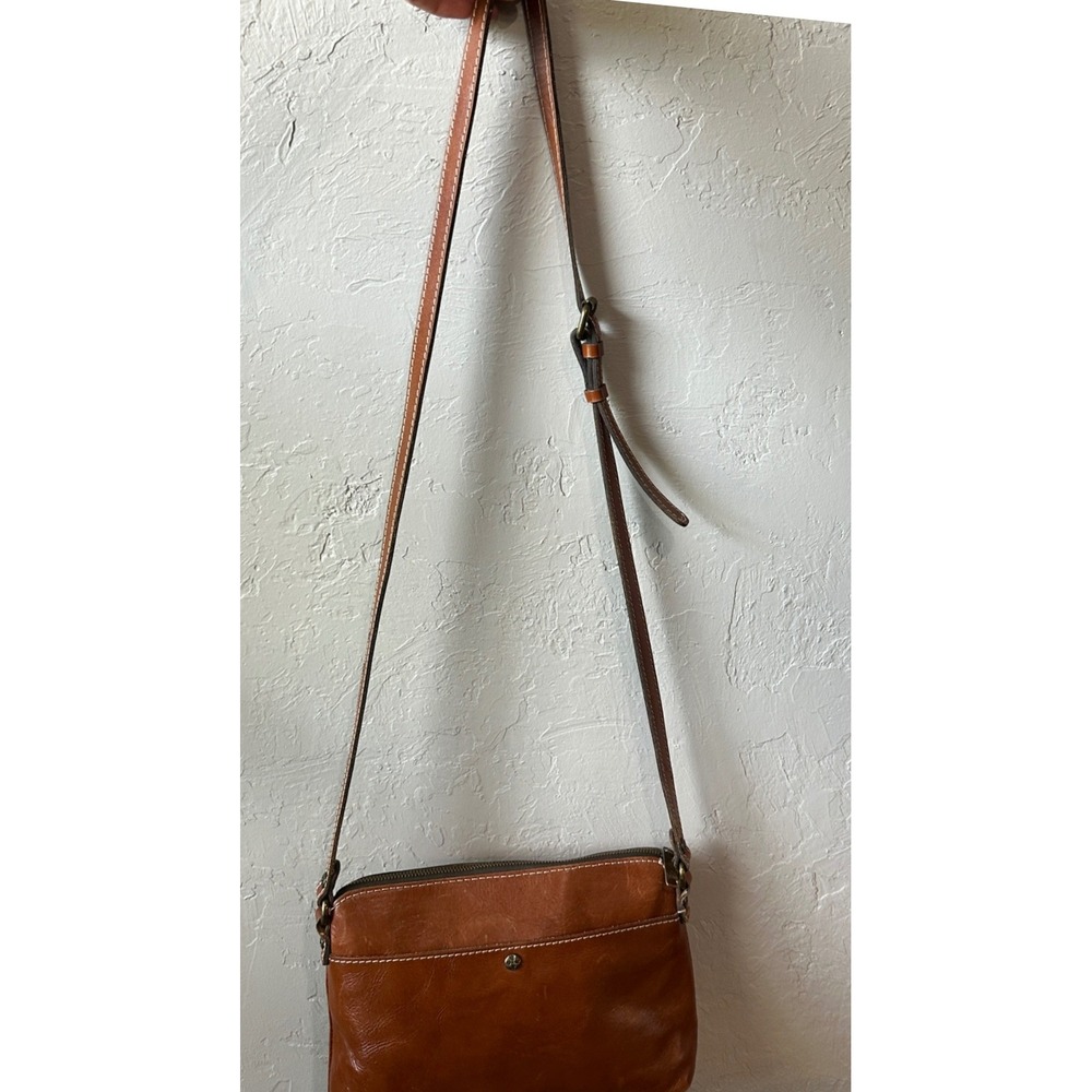 Patricia Nash Brown Leather Crossbody Bag Cognac Small Messenger Pouch - Picture 3 of 8